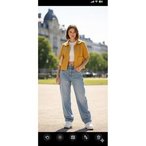 Vintage XXI Wool Blend Cropped Jacket Small Butter Yellow Y2K Archive Luxe Soft